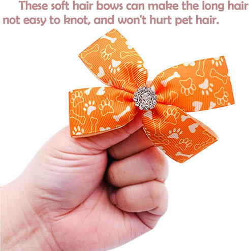 PET SHOW 50Pcs/25Pairs 4" Paw Pattern Big Dog Hair Bows Bulk with Alligator Clips for Medium Large Dogs Puppy Female Bowknot Topknot Girl Boy Pet ...