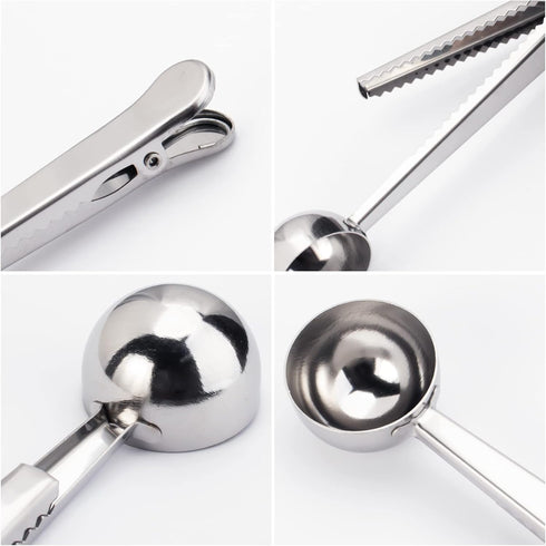 10 PCS Scoop with Clip,2-in-1 Stainless Steel Coffee Scoop and Bag Clip for Measuring Coffee, Tea?Protein Powder, Instant Drinks...