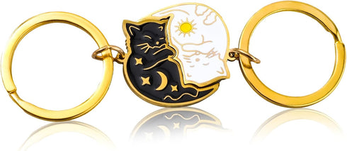 Ouligay 2pcs Couple Matching Cat Keychain Gifts for Boyfriend Girlfriend, Best Friend Graduation Birthday Gifts for Women Friendship, Valentine's ...