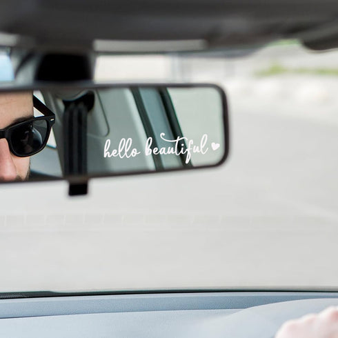 3 x Hello Beautiful Car Mirror Decal - Rearview Mirror Decal, Car Window Decal, Affirmation Car Stickers, Vinyl Car Decals Car Accessories...