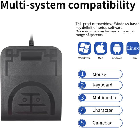 Upgraded USB Single Foot Pedal One Key Program Computer Keyboard with Five Custom Functions, Photoelectric Switch...
