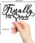 Finally Mr Mrs Love Heart Black Acrylic Cake Topper - Great for Wedding Engagement Bridal Shower Party Decoration Gift Keepsake - 5.9'' x 6.1''(Bl...
