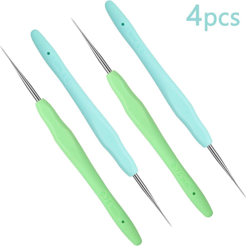 4 Pcs Dreadlock Crochet Hooks for Hair 0.5 mm 0.75 mm Dreadlock Crochet Needle Tools for Locs Braid Hair Weaving Craft Accessories...