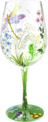 NymphFable Hand Painted Wine Glass Colorful Dragonfly Flower Artisan Painted 15 oz Glass Novelty Gift for Birthdays,Weddings,Valentine's Day...
