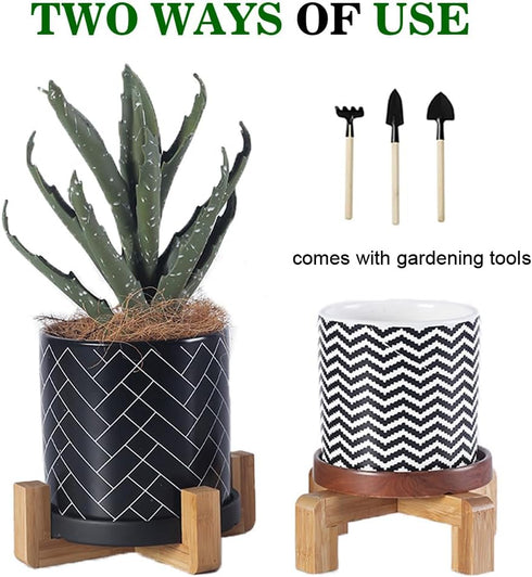 Small Wood Plant Stand, Mid Century Modern Succulents Plant Pot Holder Decorative Planter Stand for Small Indoor Plants (Natural)...