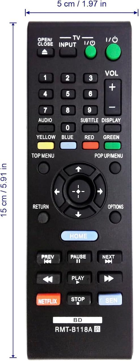 RMT-B118A Replace Remote fit for Sony DVD Blu-ray Player BDP-BX18 BDP-BX38 BDP-BX39 BDP-BX58 BDP-BX59 BDP-BX110 BDP-BX310 BDP-BX510 BDP-S185 BDP-S...