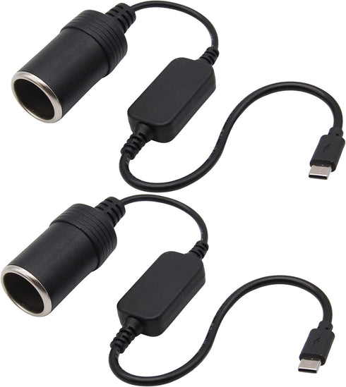 USB C Male to 12V Adapter, USB to Car Cigarette Lighter Socket Converter Cable 2Pack......