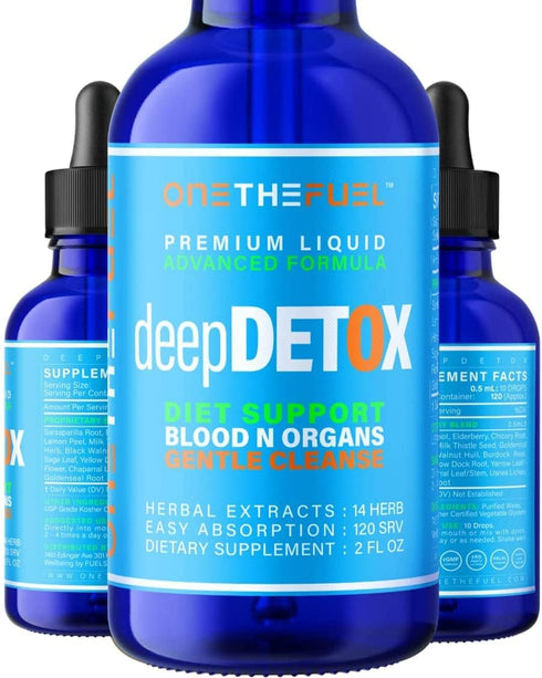 Deep Detox 2oz. Plant-Based Colon Intestinal Gut Liver Cleanse Detox Support. Purify Blood Skin 100% Natural Herbal Fibers Diet Supplement. Pure V...