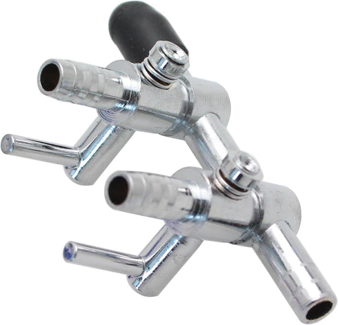 2PCS 2-Way Aquarium Metal Gang Manifold Air Line Control Valve Air Tap Air Splitter Stainless Steel Air Flow Splitter Pump Lever Valve...