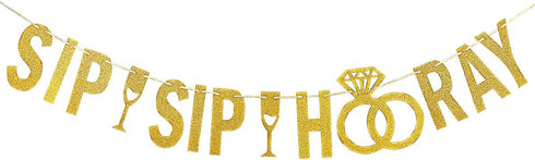 Gold Glitter Sip Sip Hooray Banner Engagement Party Banner Bachelorette Party Banner for Sip Sip Hooray Party Decorations Stock The Bar Party Deco...