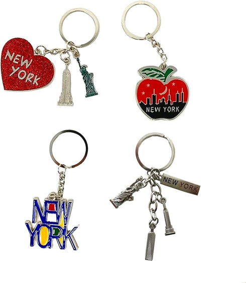 TSY TOOL 12 Pack Silver NYC Souvenir Keychain Collection, New York Metal Keychain Ring Bundle, Bulk, Includes Statue Of Liberty, Empire State, Bro...