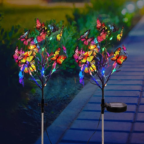Solar Garden Lights, Outdoor 2 Pack Butterfly Solar Lights Waterproof Stake Decorative LED Light, Solar Powered Light Garden Decor for Outside Pat...