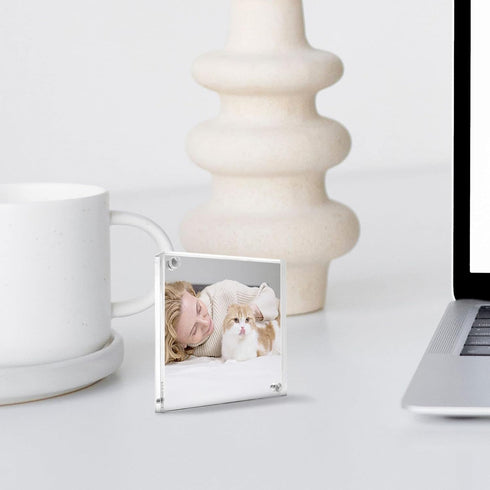 Canetti Original Magnet Picture Frame - Crystal Clear Acrylic Glass Table Top Photo Frame...