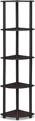 Furinno Turn-N-Tube 5 Tier Corner Display Rack Multipurpose Shelving Unit, 1-Pack, Dark Walnut...