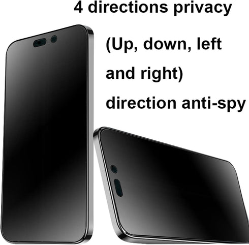 2 Pack 360 Degree Anti-glare Privacy Tempered Glass for iPhone 14 Pro Max Anti-Spy 4 Directions Matte Screen Protector Film 4 Sides Anti-Peeping 6...