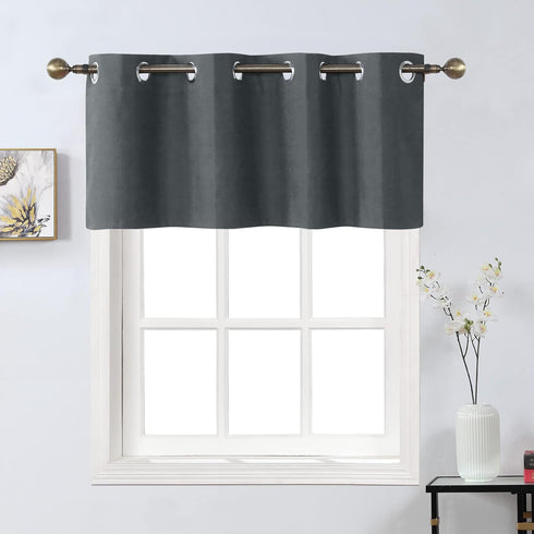 Home Queen Total Blackout Curtain Valance for Bedroom Window, Grommet Straight Bathroom Drape Valence, 54 W X 18 L, Charcoal...