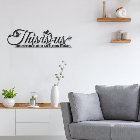 This is Us Our Life Our Story Our Home Metal Word Sign Decor Black, Home Decor Metal Decorations for Living Room Bedroom, Inspirational Letters Qu...