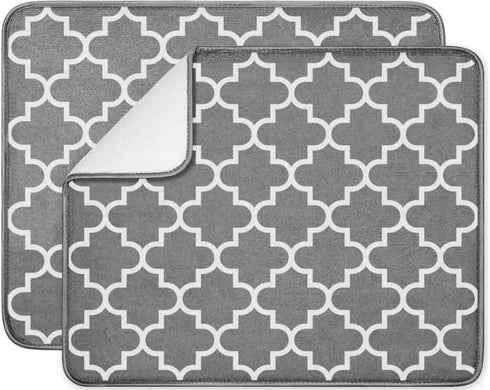 Dish Drying Mat, 2 Pack Super Absorbent Microfiber Dish Drying Mats for Kitchen Counter, Dish Drying Pad for Dishes, Pots and Pans, Sinks, Drainin...