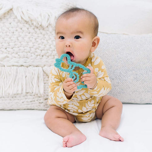 Itzy Ritzy Silicone Baby Teether – BPA-Free Infant Teether with Easy-to-Hold Design and Textured Back Side to Massage and Soothe Sore, Swollen Gum...