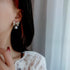 12 Pairs Crystal Rhinestone Pearl Kate Spade bow stud earrings for women Statement Ribbon Fringe Waterfall Dangling Long Chain Bow Dangle Drop Tas...