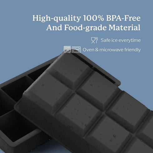 Samuelworld Large Silicone Ice Cube Tray Molds, 2-Pack, Big 2 Inch Cubes - BPA Free, Flexible, 8 Cavity Easy Release Slow Melting Ice for Whiskey,...