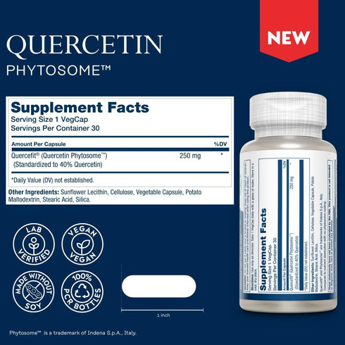 SOLARAY Quercetin Phytosome - 20X Absorption - Easy-to-Digest Antioxidants Supplement for Overall Health Support - Vegan and Made Without Soy - 60...