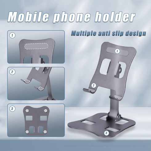 Foldable Cell Phone Stand, Aluminum Desktop Stand with Adjustable View Angle, Upgraded Desk Ultra Stable Phone Stand, Compatible with iPhone 14 13...