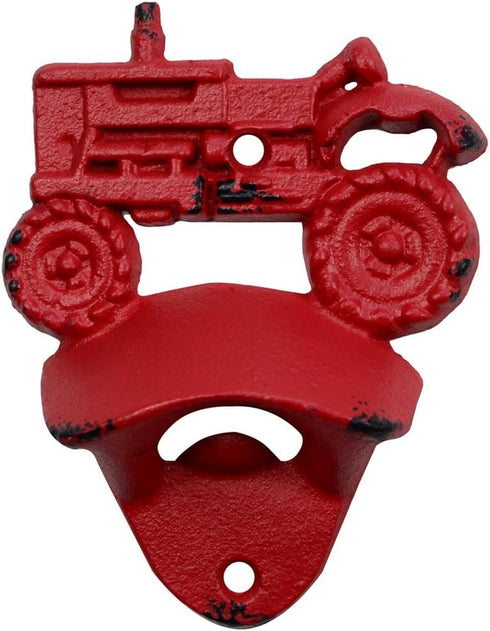 Treasure Gurus Rustic Cast Iron Wall Mount Red Farm Tractor Beer Cap Soda Pop Top Bottle Opener...