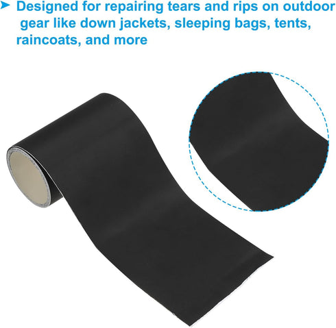 PATIKIL Down Jacket Repair Patch 63" x 3.1", 1 Pack Self Adhesive Nylon Fabric Patch for Tent Clothes Outdoor Camping Gear, Black...