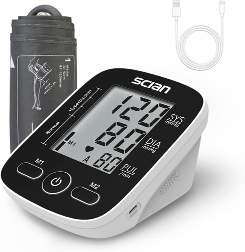 Scian Blood Pressure Monitor Upper Arm for Home Use, Automatic Blood Pressure Arm Cuff with Large Cuff 8.7"-16.5", Large LCD Display, 2 User 180 M...