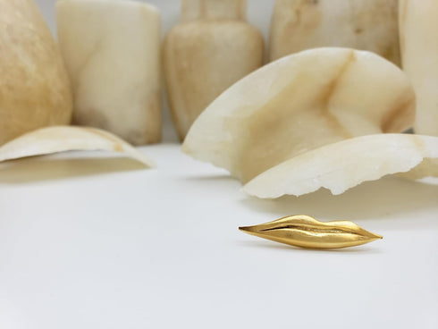 Lips Lapel Pin - Gold Plated - Man Ray Art Inspired Brooch...