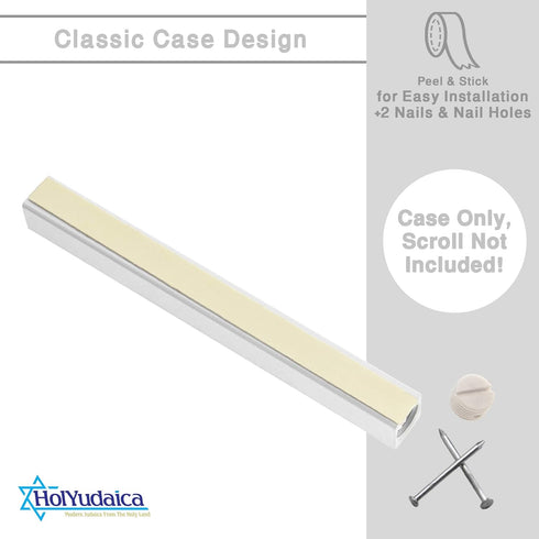 3-Pack - Classic Aluminum Mezuzah Case for Mezuzah Scroll (with Nail), Easy Peel and Stick, (Scroll Not Included) - Weather Proof - Door Mezuzah M...