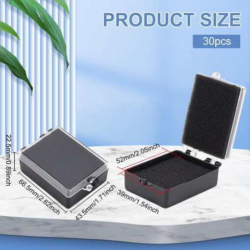 BENECREAT 30pcs Black Plastic Brooch Storage Boxes, 2.6x1.7x0.88inch Small Jewelry Brooch Storage Holder with Protective Foam for Displaying Neckl...