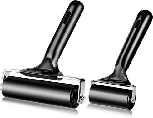 2 Pack Brayer Rollers for Crafting - Rubber Roller 4 and 2.2 Inch for Printmaking, Ink Roller for Painting Print Glue Stamping Tool...