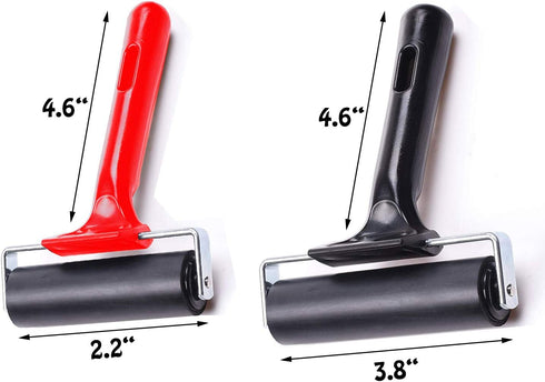 2 Pcs/2 Sizes Hard Rubber Brayer Roller for Printmaking/Crafts/Stamping Gluing, TuNan Brayer Ink Roller Anti-Skid Tape Construction Tool - 3.8" & ...
