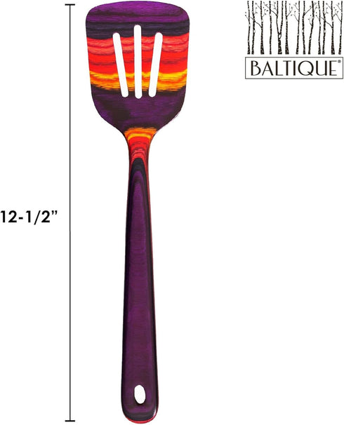 Baltique Waikiki Collection 12-1/2" Wooden Slotted Spatula, Safe for Nonstick...