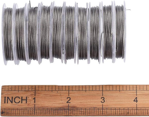 DanLingJewelry 10Rolls 0.45mm Diameter Tiger Tail Wires Craft Jewelry Beading Wires On Spool 8-10m/Roll Stainless Steel Color...