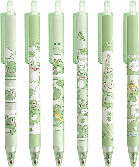 6 Pcs Gel Ink Pens Cartoon Retractable Pens Cute Animal Pen 0.5mm Ballpoint Pen Office School Supplies for Girls (Frog)...