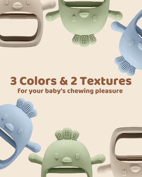 3 Packs Baby Teething Toy Silicone Teething Mitten for Babies Over 3 Months Anti Dropping Wrist Hand Teethers Baby Chew Toys for Sucking Needs, BP...