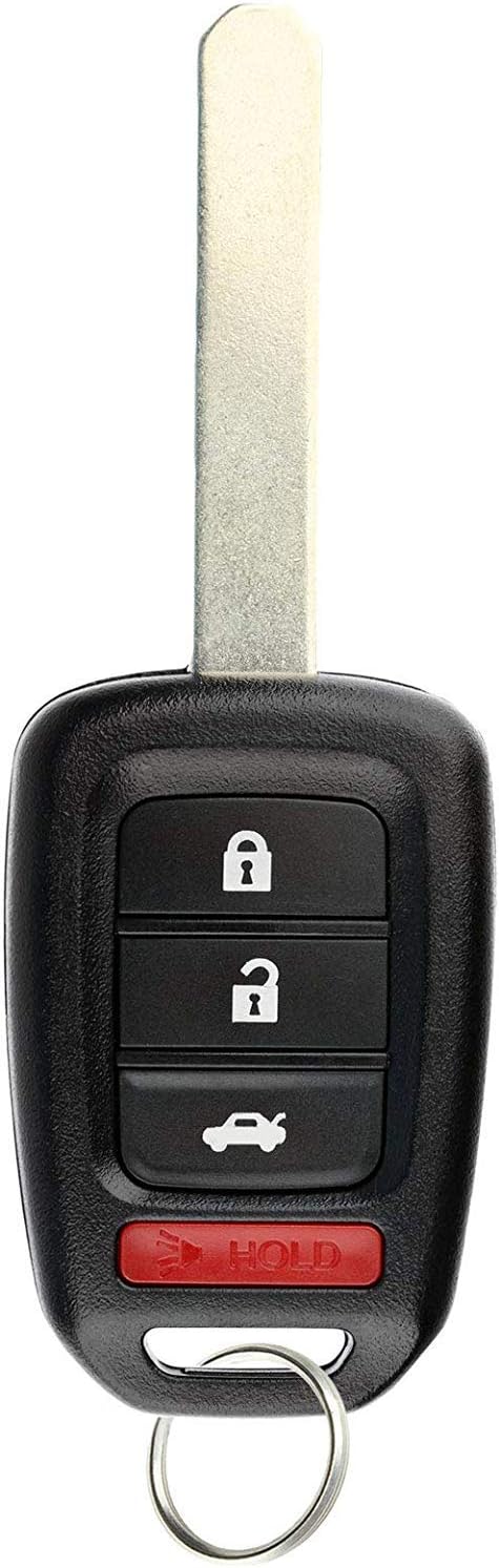 KeylessOption Keyless Entry Remote Fob Uncut Ignition Car Key for 2014-2015 Honda Civic, CR-V 2013-2016 Honda Accord MLBHLIK6-1T...