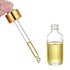 AOZITA Set of 4, 2 oz Golden Cap Clear Dropper Bottles (60ml) with 1 Funnel & 4 Labels - Glass Tincture Bottles for Essential Oils with Eye Droppe...