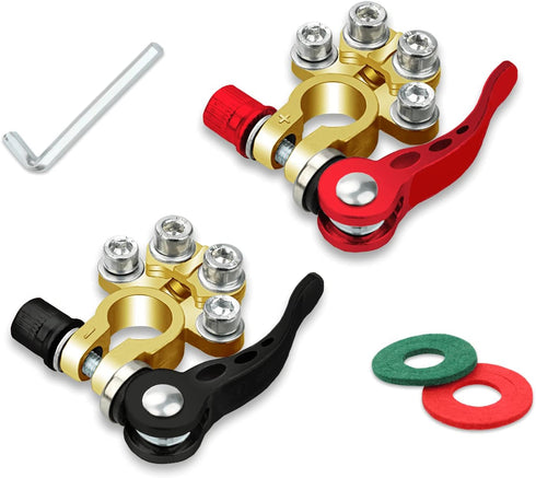 2PCS Battery Terminal Connectors, 4 Way Quick Release Disconnect Battery Terminals, Positive Negative Battery Cable Ends for SAE/JIS Type A Posts ...
