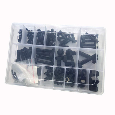 Black Nylon Hex Bolt Metric Thread Hexagon Screw Assortment Set Kit 226pcs M4 M5 M6 M8 M10...