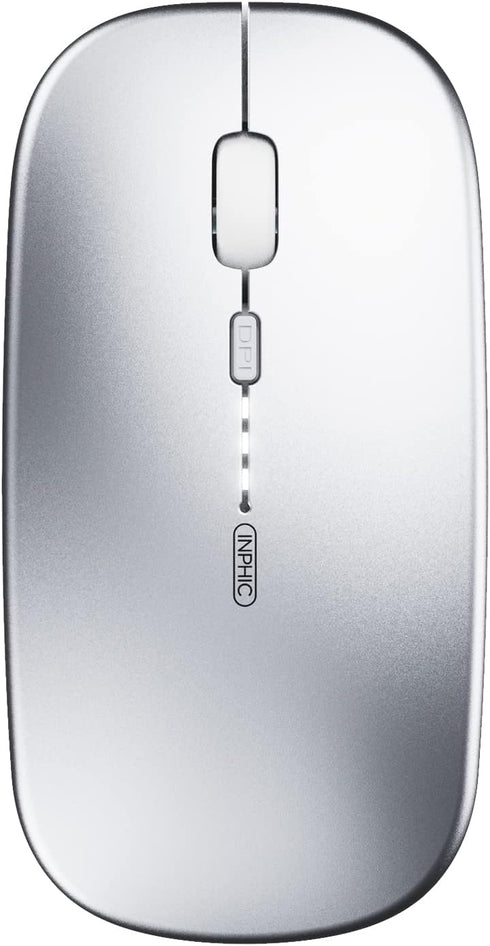 INPHIC Bluetooth Mouse, Slim Silent Rechargeable Wireless Mouse (Tri-Mode: BT 5.0/4.0+2.4G), 1600DPI Portable Mouse for MacBook Laptop Android Tab...