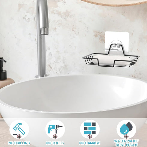 Soap Dish Holder, No Drilling Soap Bar Holder, 304 Rustproof Stainless Steel Soap Holder, Home Farmhouse Wall Mounted Soap Dish for Shower, Kitche...