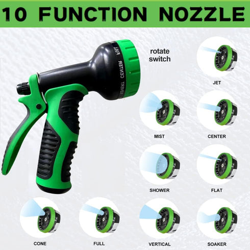 Water Hose Nozzle Sprayer Features 10 Spray Patterns, Thumb Control, On Off Valve for Easy Water Control - HIGH Pressure Garden Hose Nozzle for Ga...