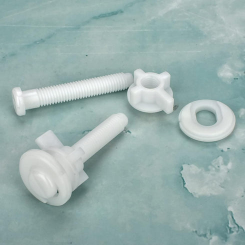 Plastic Toilet Seat Hinge Bolt Screws 2 Pack Toilet Seat Screws Replacement with Nuts and Washers to Fix the Top Mount Toilet Seat...