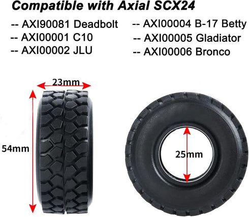 4pcs 1.0" Crawler Tires Micro Rubber Tires for SCX24 Gladiator Bronco C10 JLU Deadbolt B17 Axial 1/24 RC Crawler Car (54 mm)...