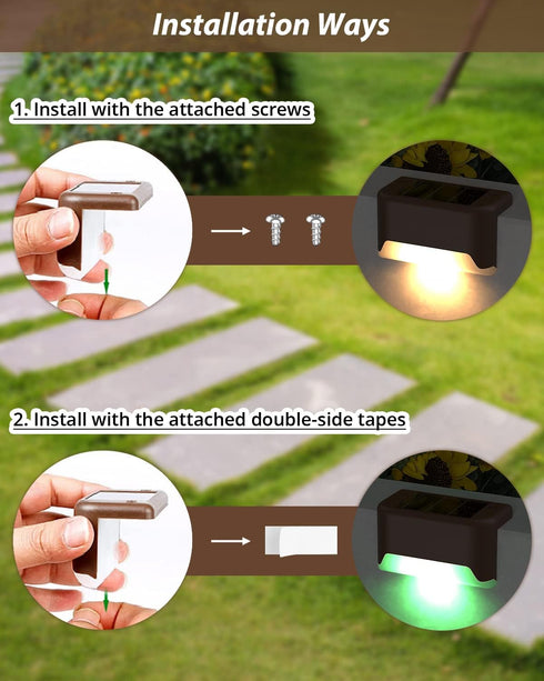 Solar Deck Lights Outdoor 8 Pack, Solar Lights Outdoor for Patio Brown Solar Step Lights LED Waterproof Lighting for Outdoor Stair, Deck,Patio,Yar...
