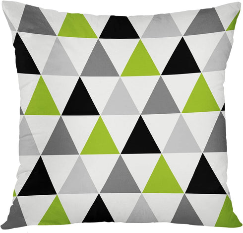 ArtSocket Set of 4 Throw Pillow Covers Green Black Lime Mosaic Pattern Gray Grey White Retro Triangles Geometric Decorative Pillow Cases Home Deco...